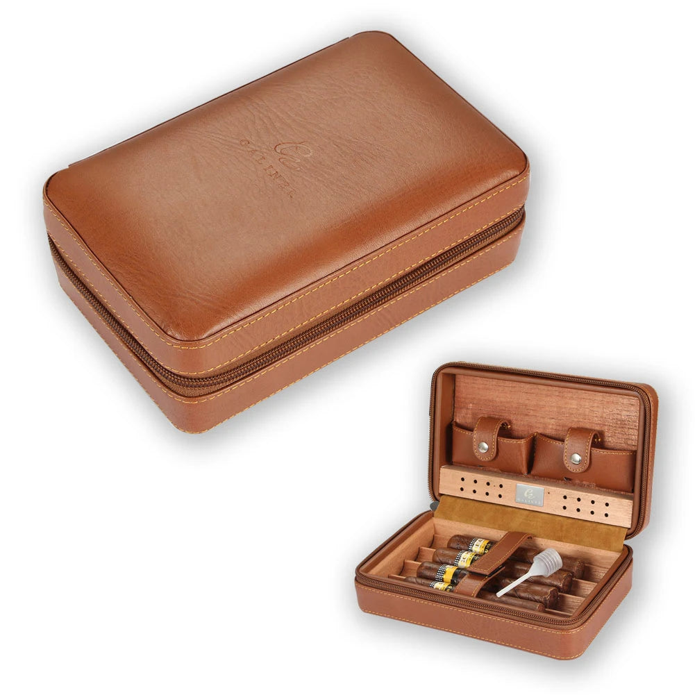 Hộp Đựng Cigar Du Lịch-4 Điếu, Da Cao Cấp